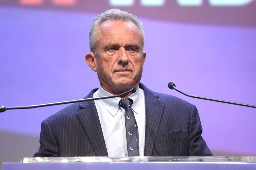 Robert F. Kennedy, Jr. speaking with supporters at a campaign rally at the Fox Tucson Theatre in Tucson, Arizona. Gage Skidmore