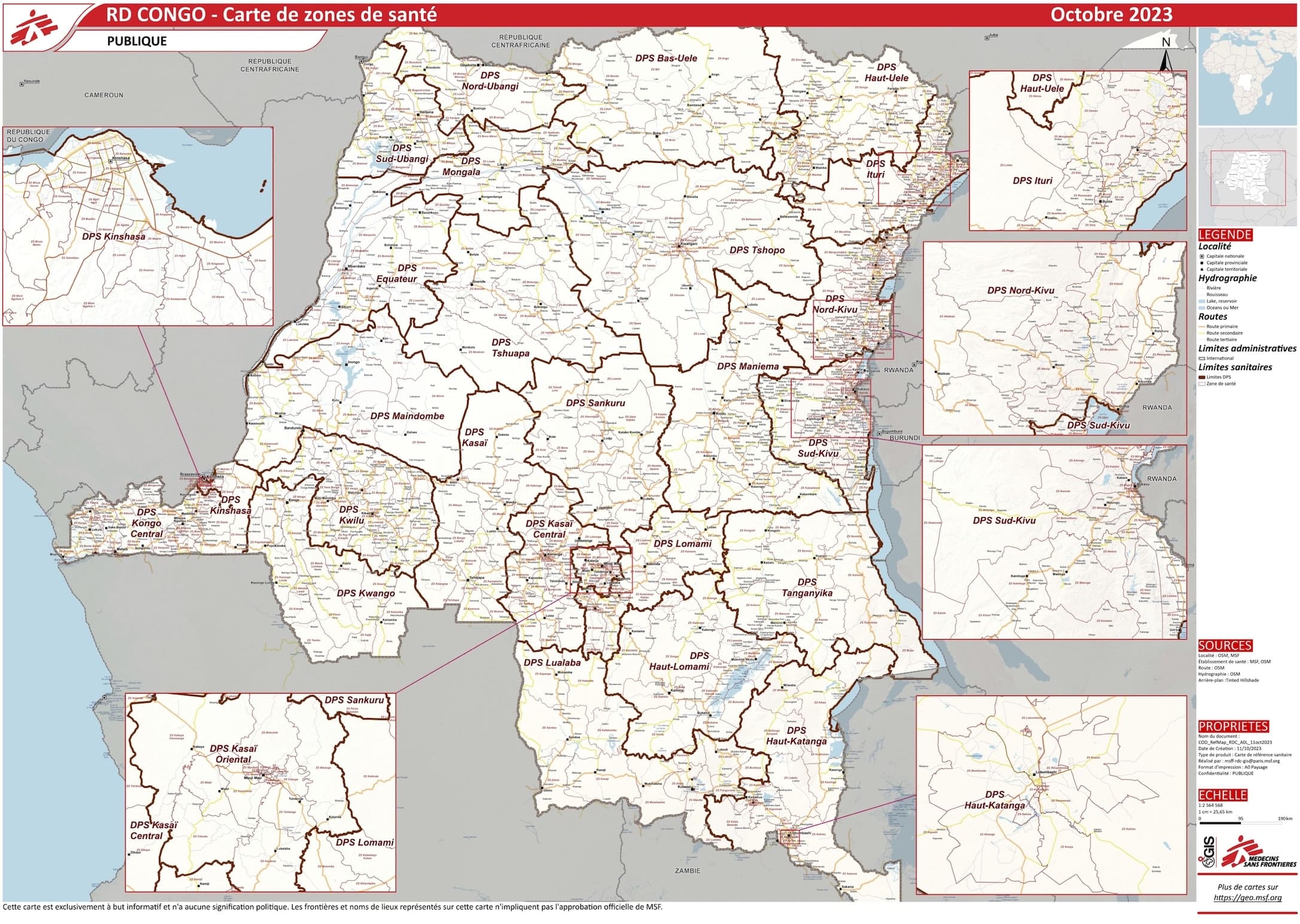 Carte de la RDC par Médecins du monde.